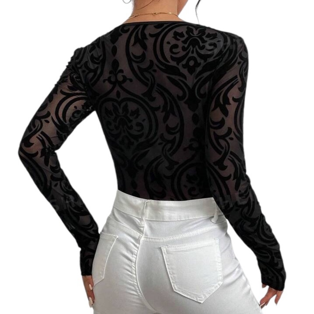 Black Mesh Bodysuit Size XL
